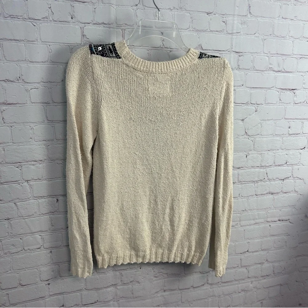 Angel of the North knit colorful retro chic pullover sweater beaded Medium artsy